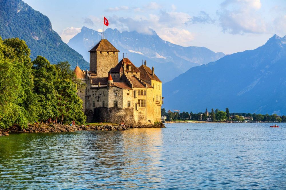 Lake Geneva and the Alps near Montreux, Switzerland